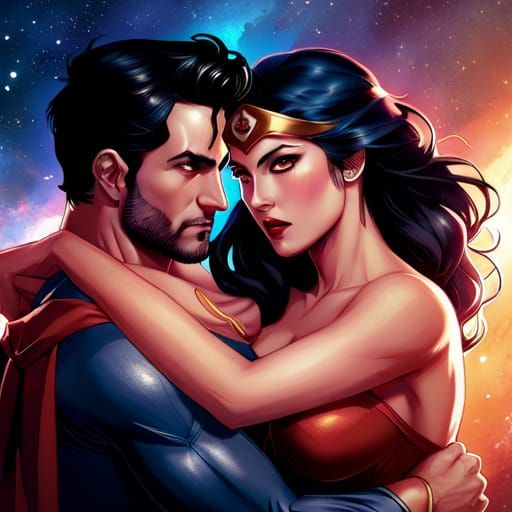 Superman and Wonder Woman Rococo Embrace