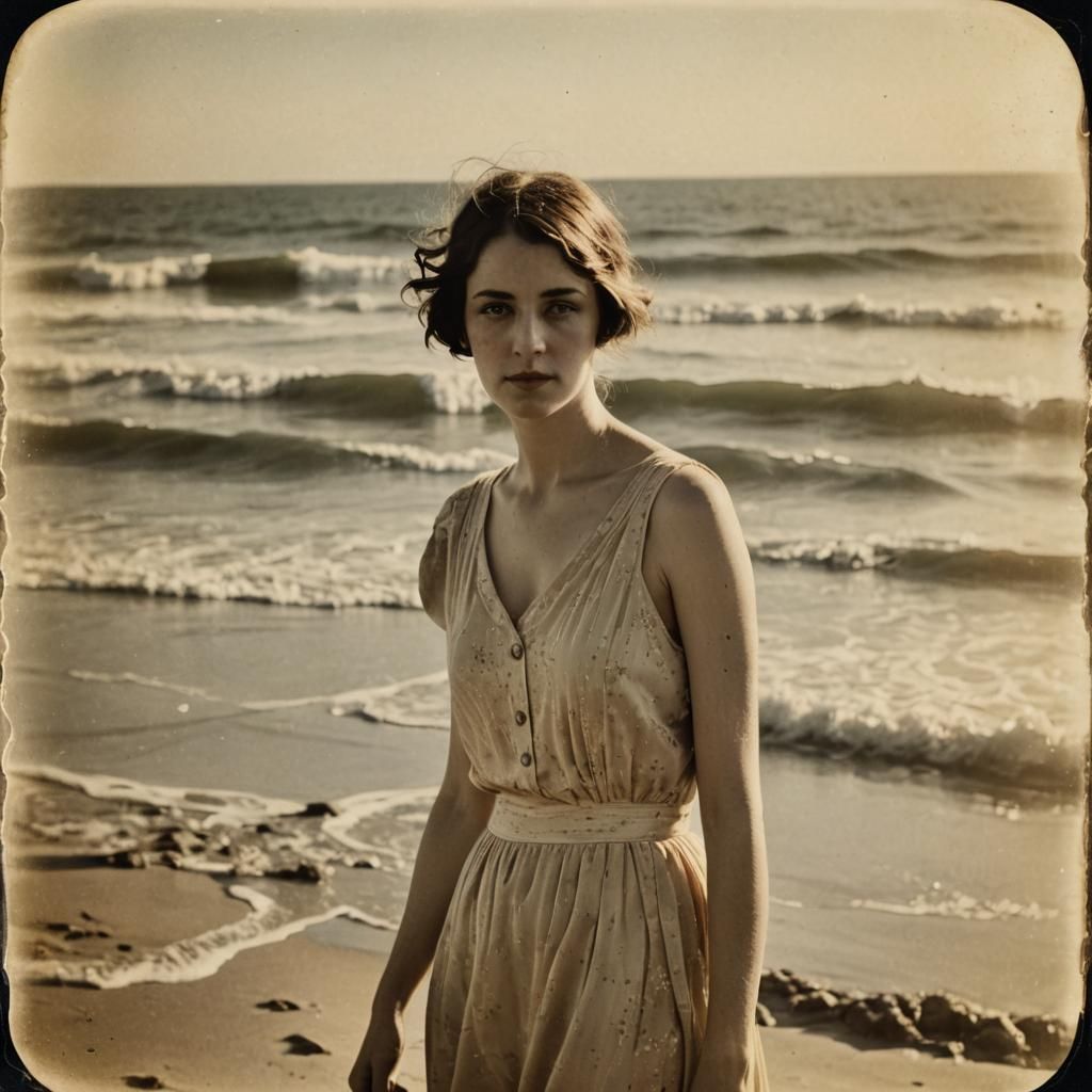 Vintage Photograph of Woman at The Breakers, 1920s