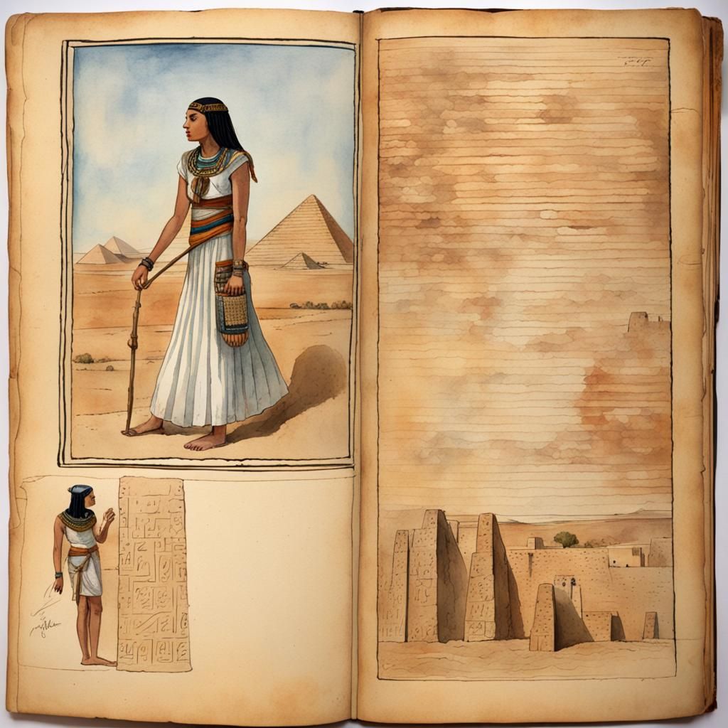 Egyptian Woman Filling Jar: Watercolor Art