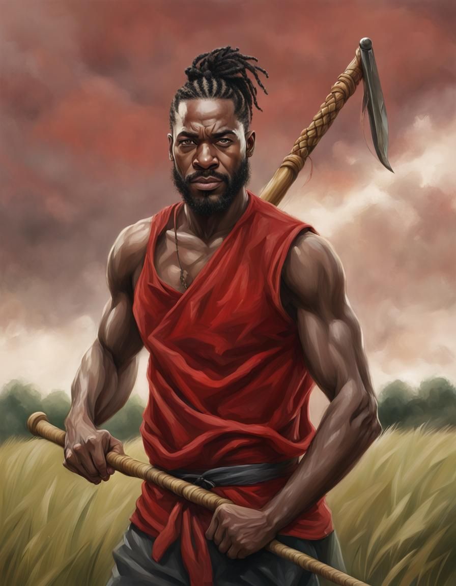 Hyperrealistic Portrait of a Smiling Black Warrior
