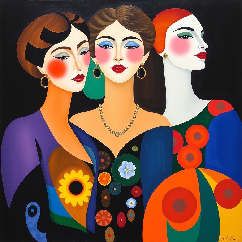 Surreal Women in Colorful Modern Art Style