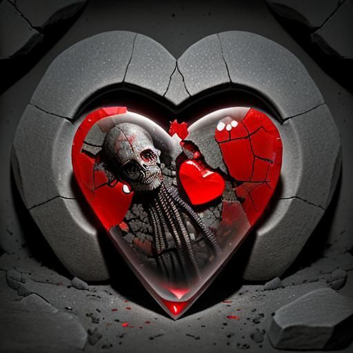 A broken heart of glass and stone