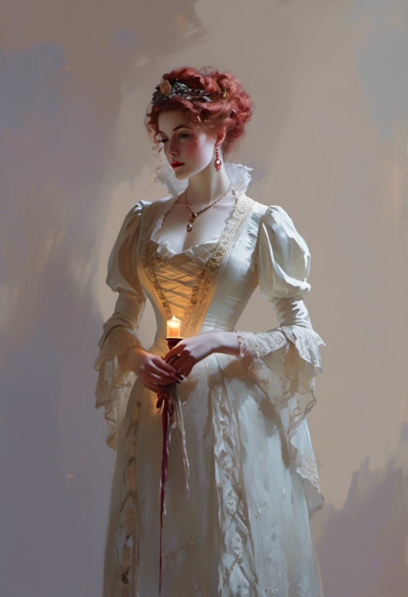 Victorian Vampire Portrait in Edward Cucuel Style