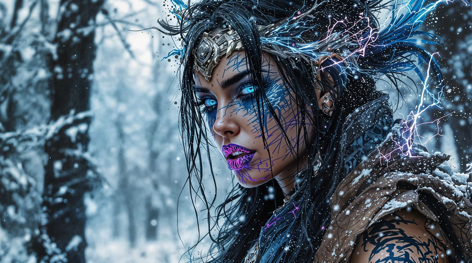 Shaman of the Frozen Wilds in Noir Style