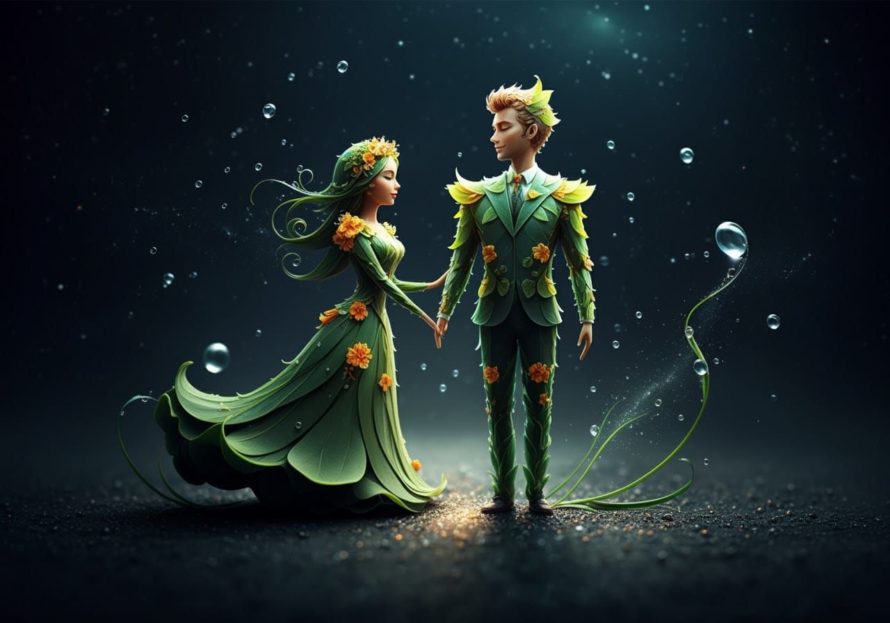 Lukas & Portia Petallic Humanoid Stick-Figures