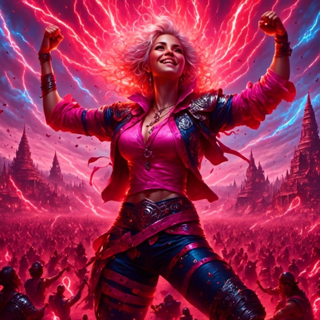 Victorious Woman Celebrates in Detailed CG Artwork