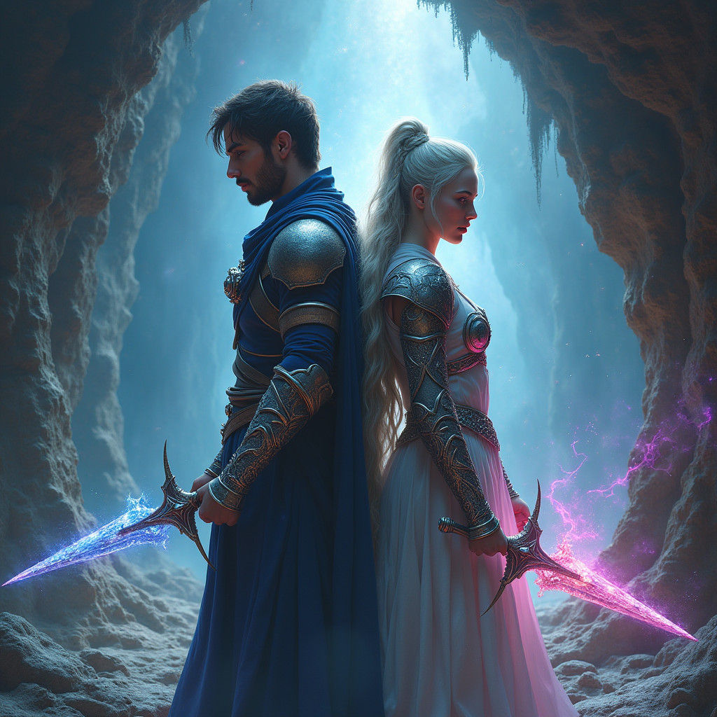 Magical Warriors Protecting Cave in Digital Matte Painting