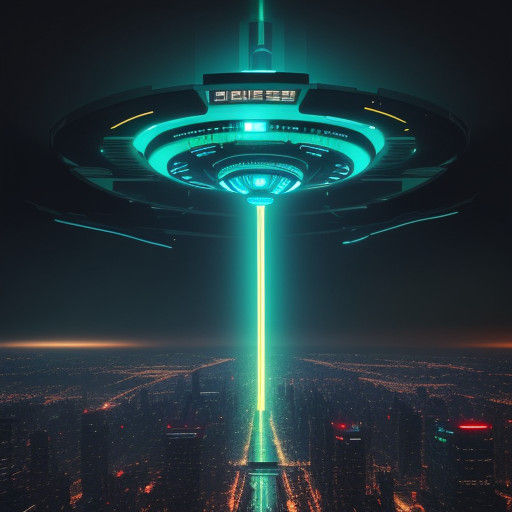 Cyberpunk Cityscape with UFO