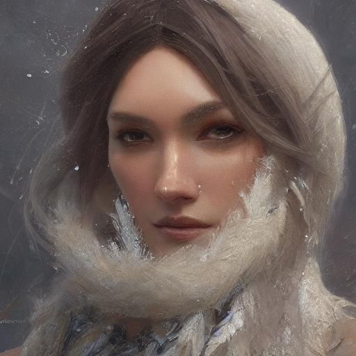 Winter Girl Portrait with Silver and Frost Details