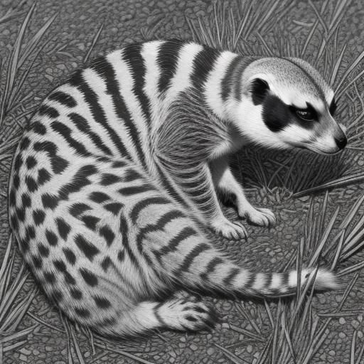 Meerkat in Savannah: Black and White Cross-Hatching