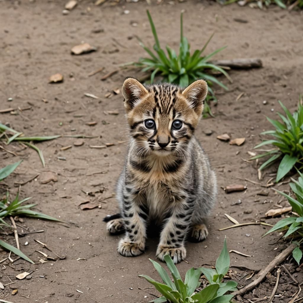 Kodkod Cub in Overalls: 3D Digital Art