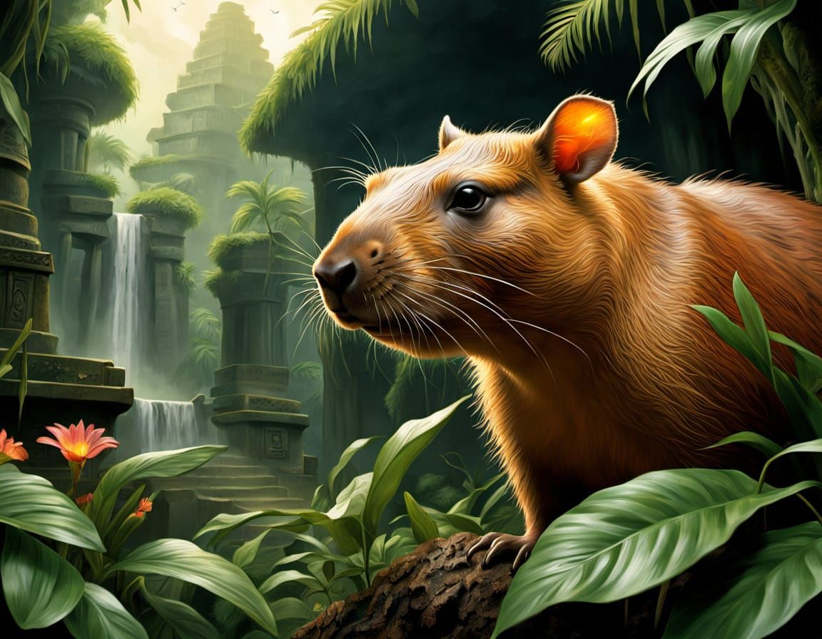 Capybara Indiana Jones Discovers Amazon Temple