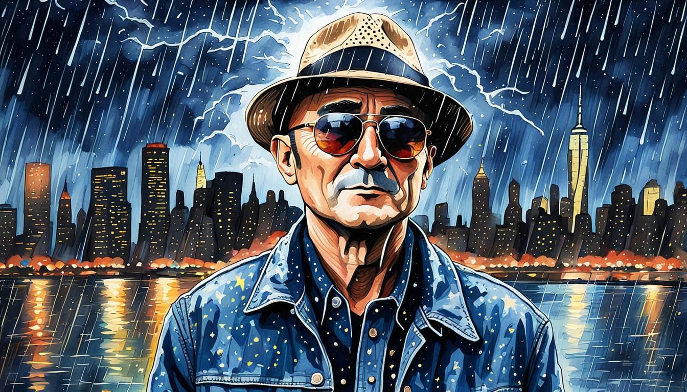 Phil Collins in New York City as Pop Art Watercolor