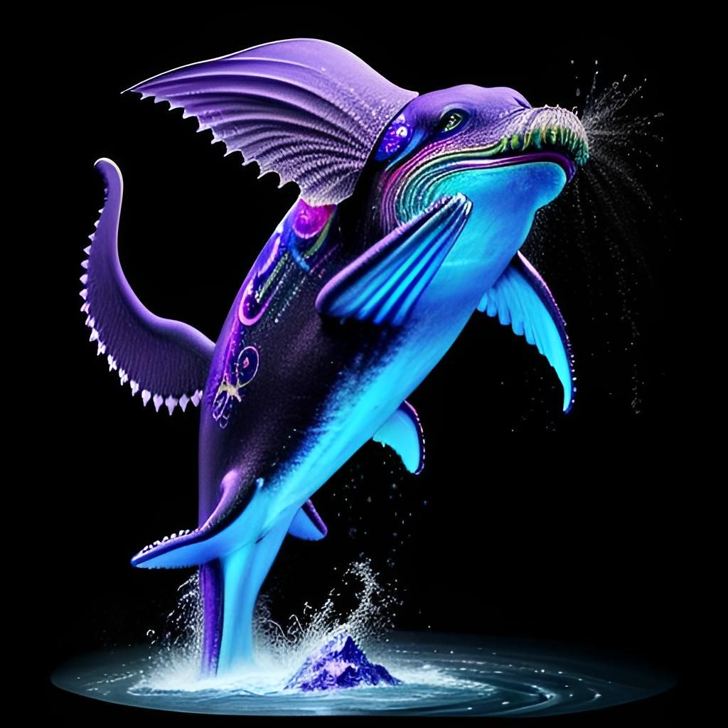 Psychedelic Cosmic Whale in Grape Vodka Sea