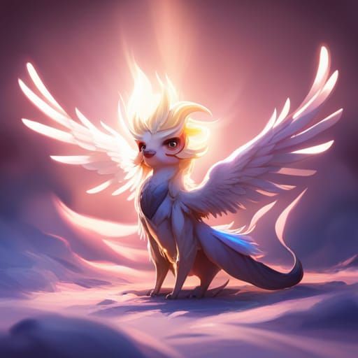 Adorable Fantasy Griffon with Sunlight and Smoke