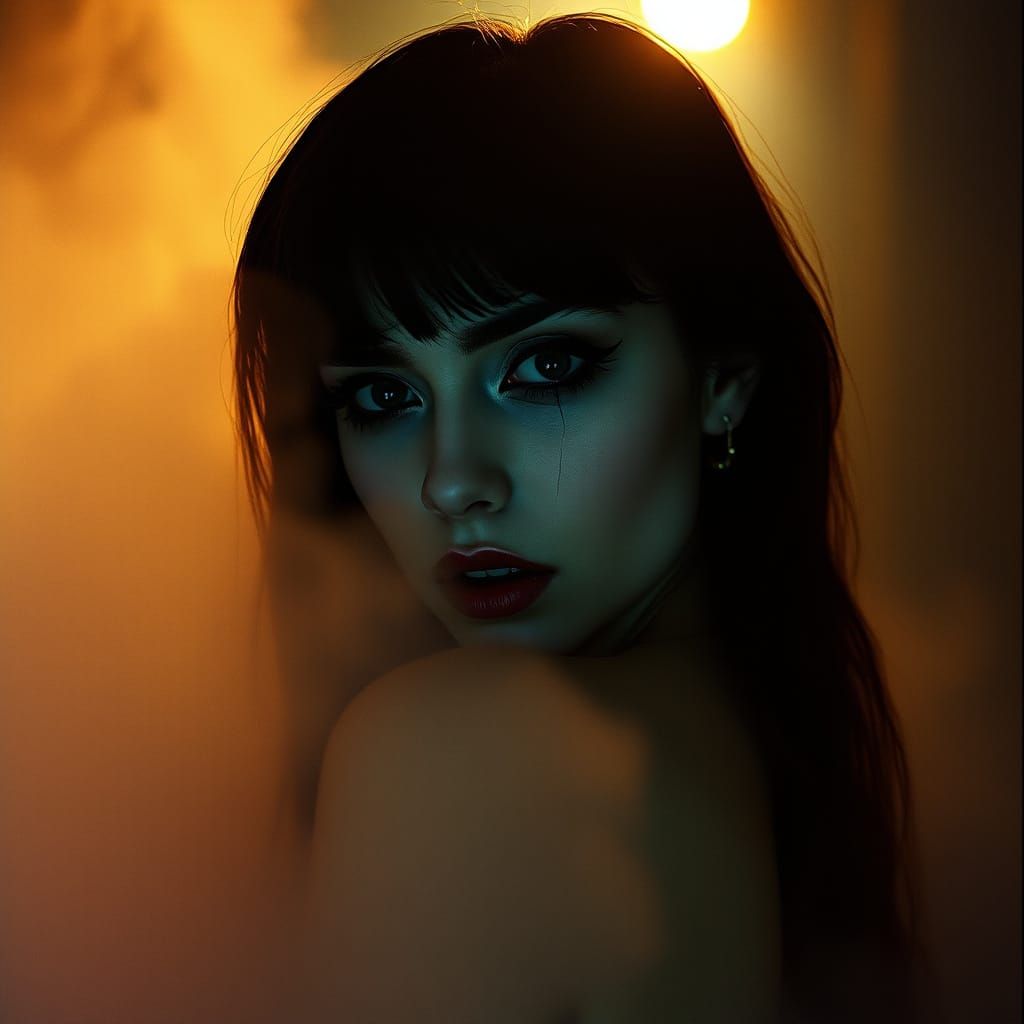 Goth Beauty in Cinematic Darkness