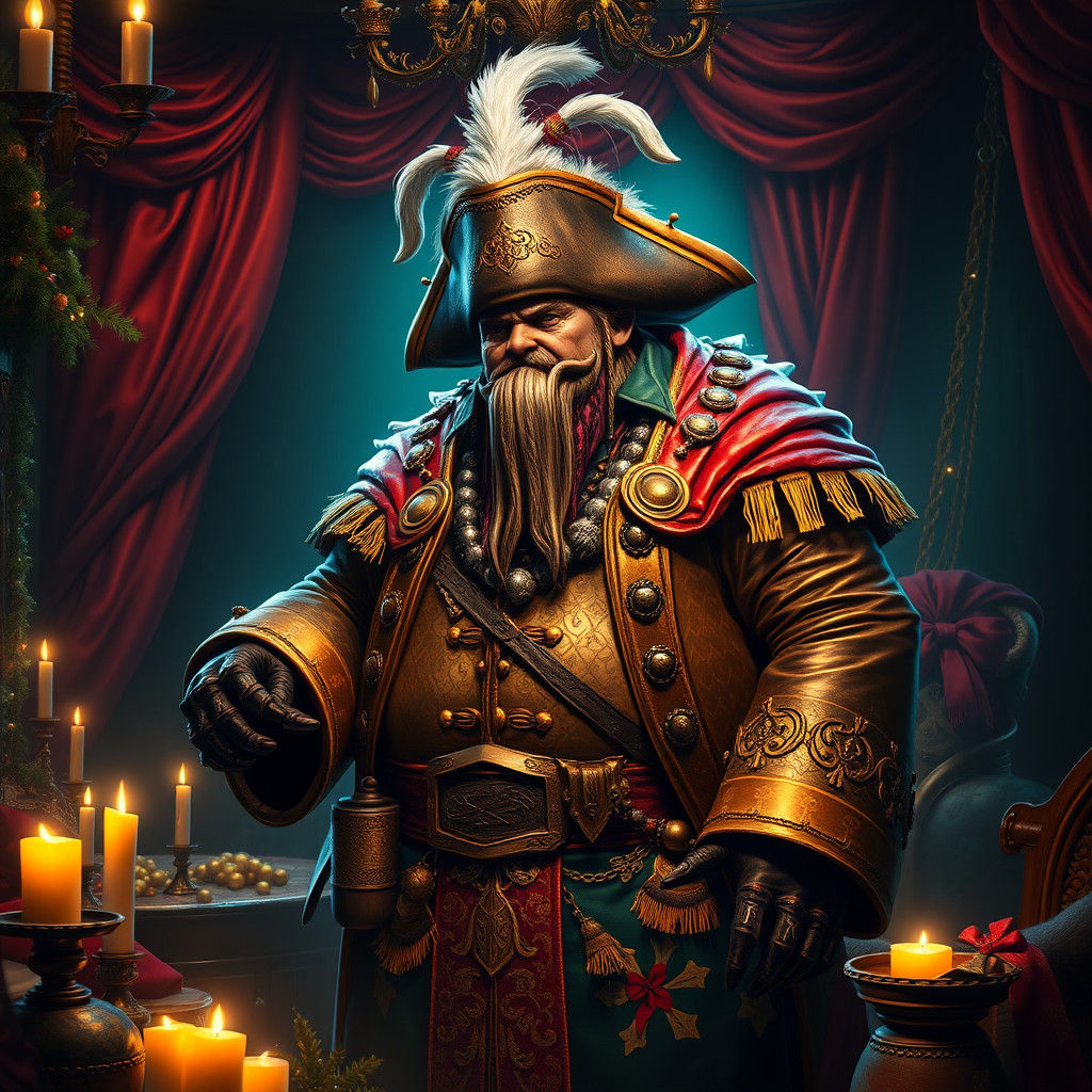 Gluttonous Pirate in Lavish Christmas Fantasy