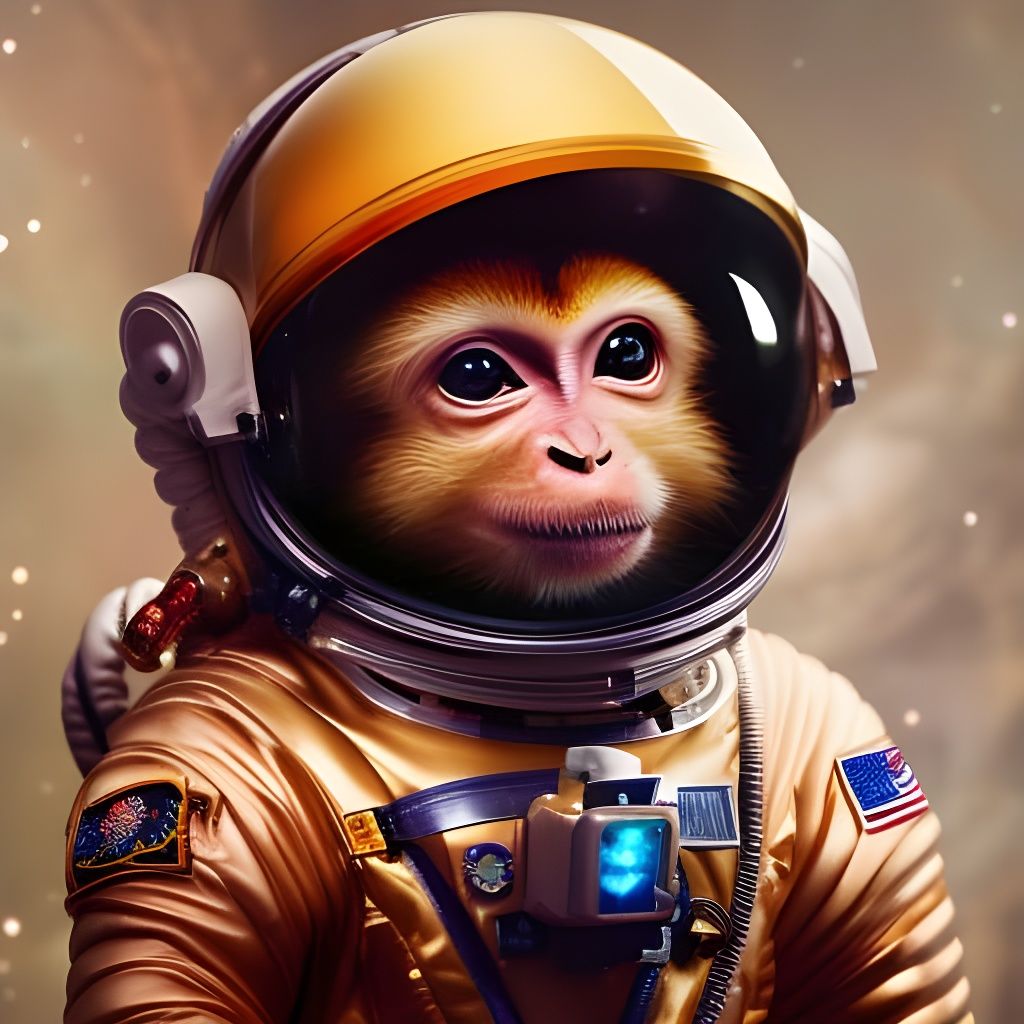 Chibi Monkey Astronaut Portrait in Japanese Art Style