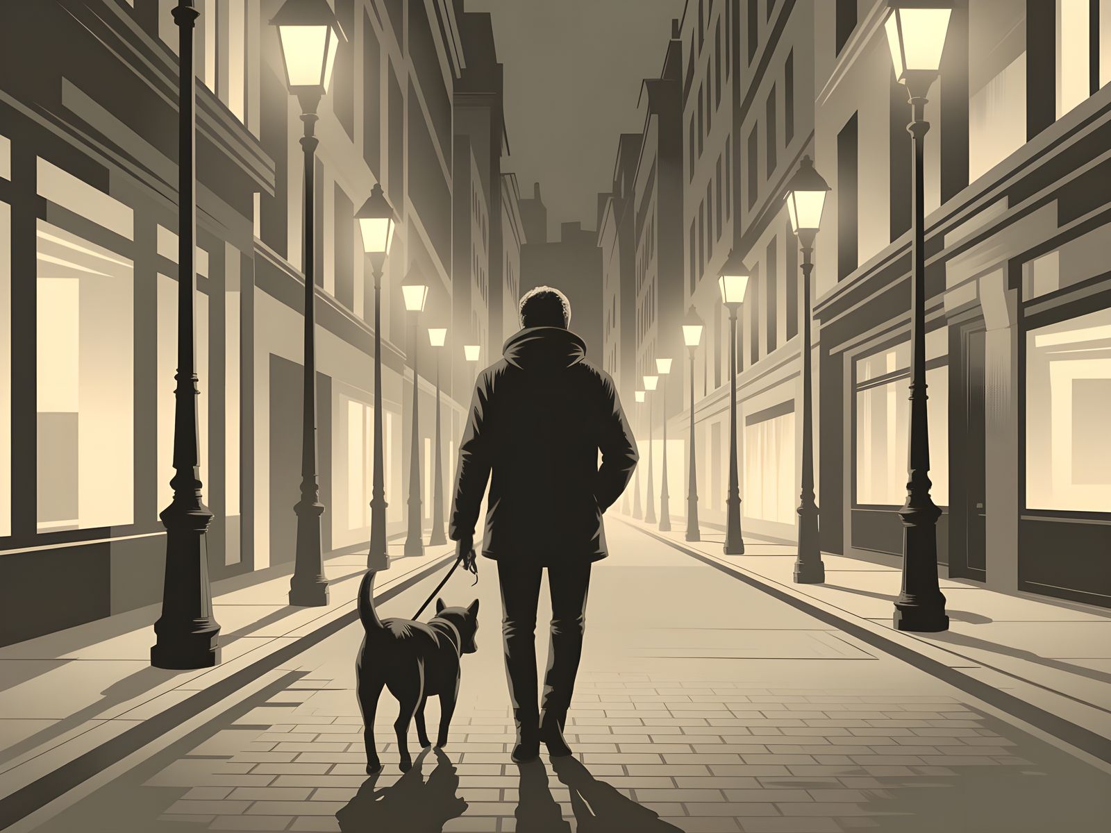 Man and Dog in Comic Book Art Style
