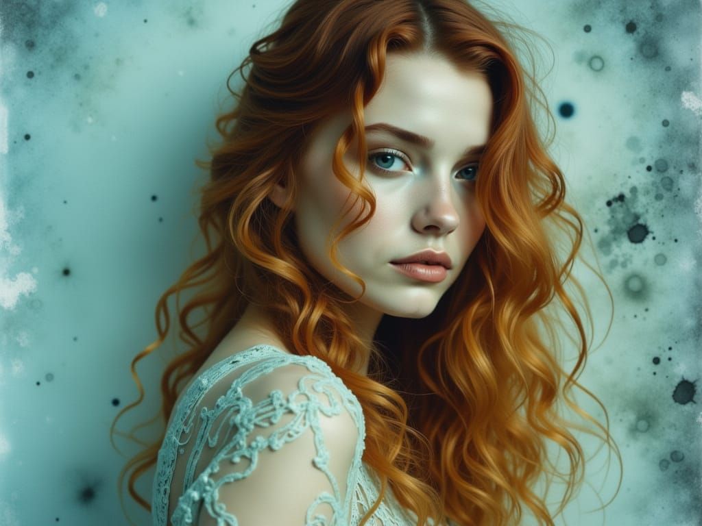 Woman in Despair with Grey-Blue and Teal Tones