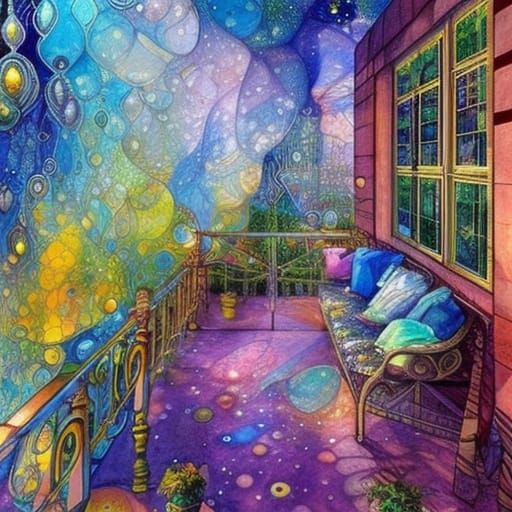 Glass Block Porch in Fluid Watercolour Style