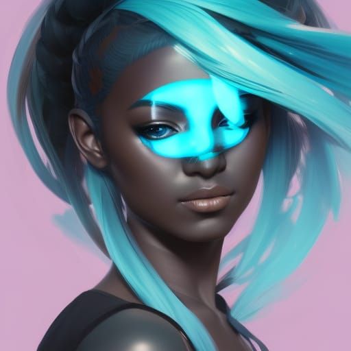 Black-Haired Hatsune Miku Portrait in Hyperdetailed Style