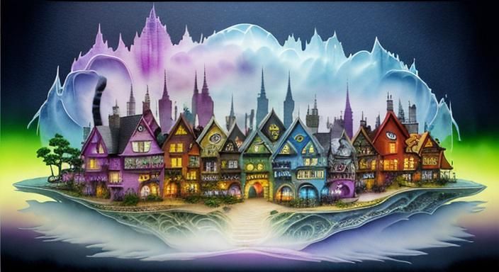 cat world, cat land, cat planet, cat shaped houses and shops...