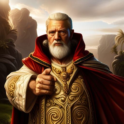 Wise Man in Roman Robes: Detailed Matte Painting