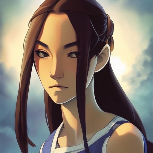 Katara Avatar: Detailed Portrait in Art Nouveau Style