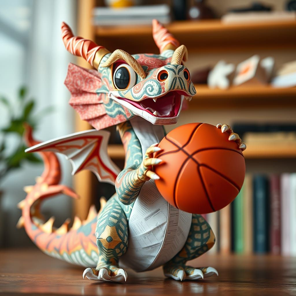 basketball holding dragon