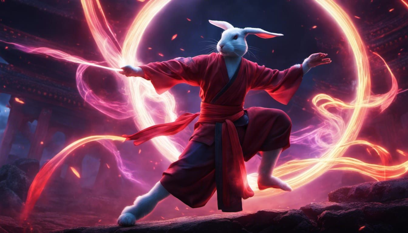 Rabbit Martial Artist Battles Ninja Warriors with Qi