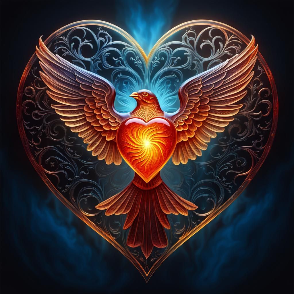 Fiery Heart of the Holy Spirit in Digital Art