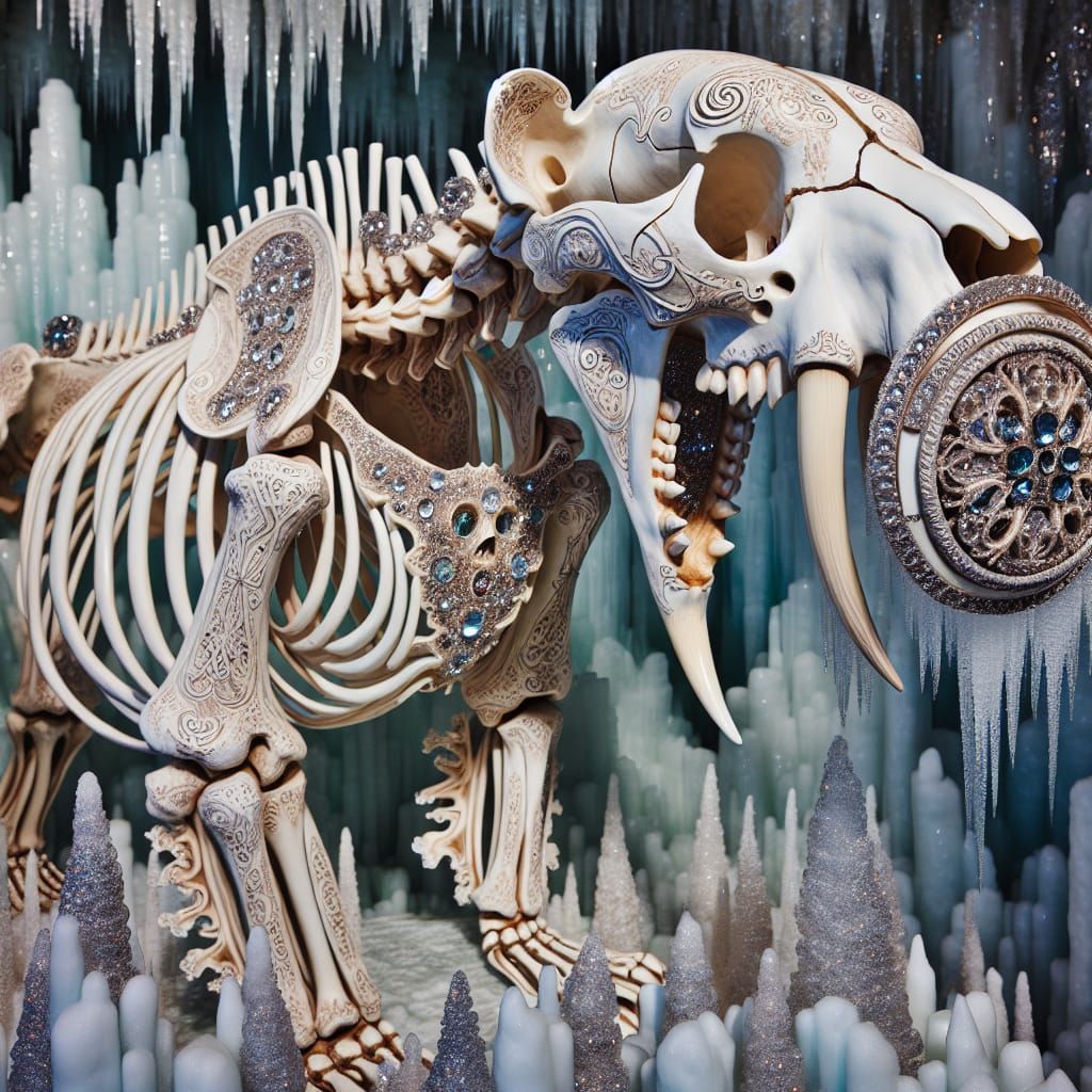 Gothic Polar Bear Skeleton Emerges from Glacier