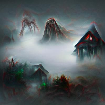 Eerie Horror House on Foggy Mountain