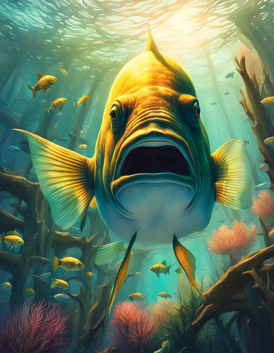 Massive Malawi Fish in Lush Underwater World