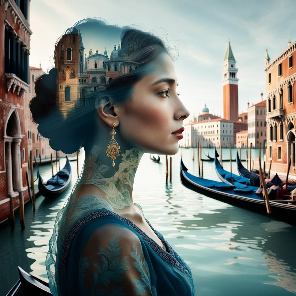 Venetian Lady Double Exposure