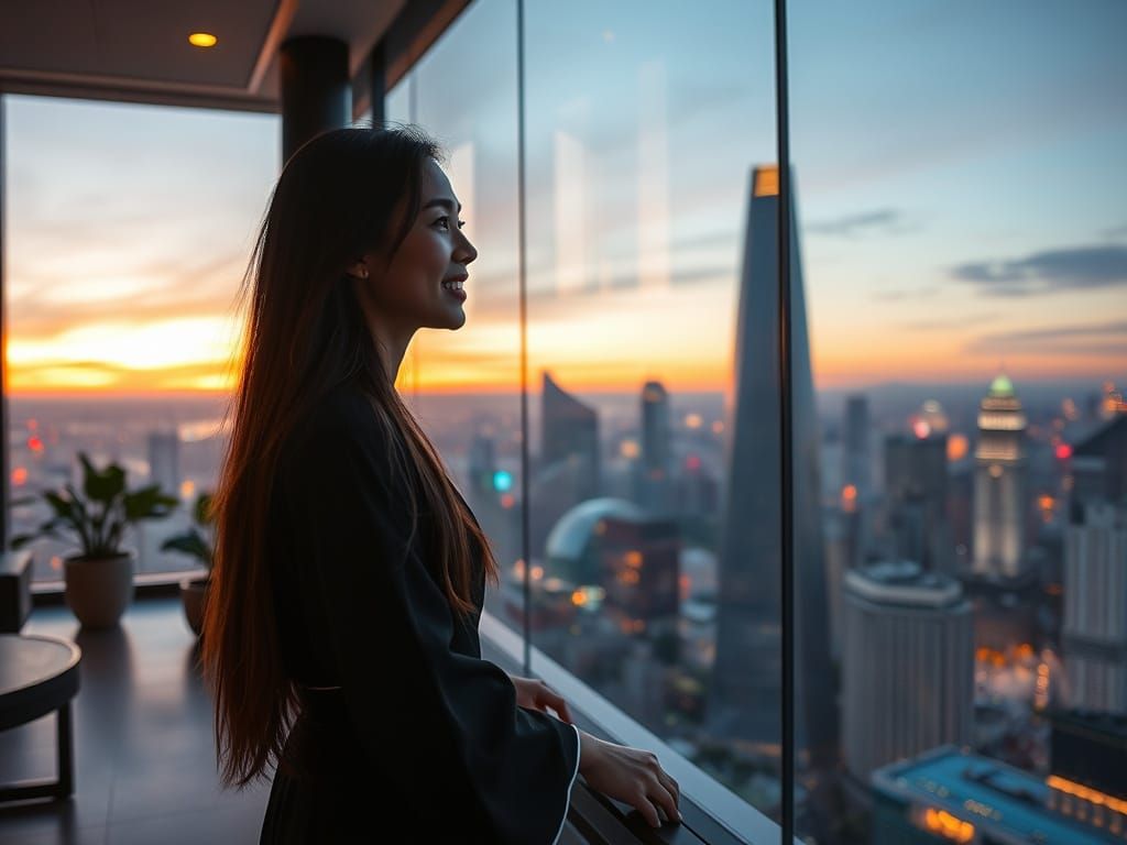 Penthouse View at Twilight in Cinematic Style