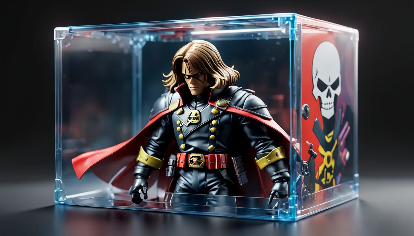 Vibrant Captain Harlock Action Figure in a Transparent Plast...