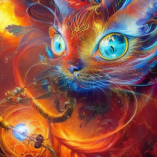 Illuminated Glass Cat in Fantasycore Style