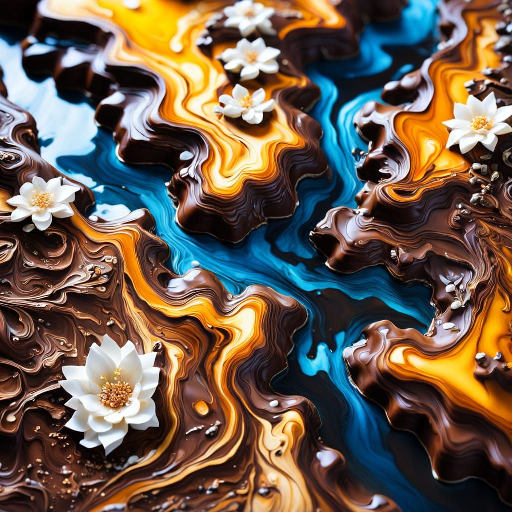 Chocolate River Canyon with Alcohol Ink Flowers