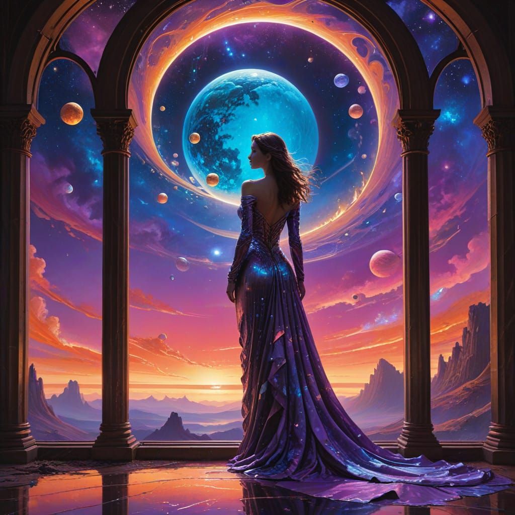 Celestial Dreamscape in Iridescent Hues