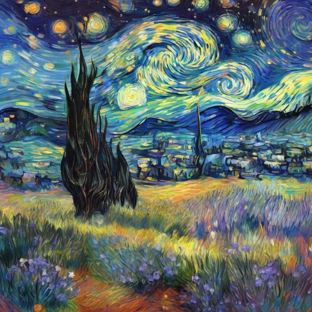 Lavender Valley Under Starry Sky with Celestial River