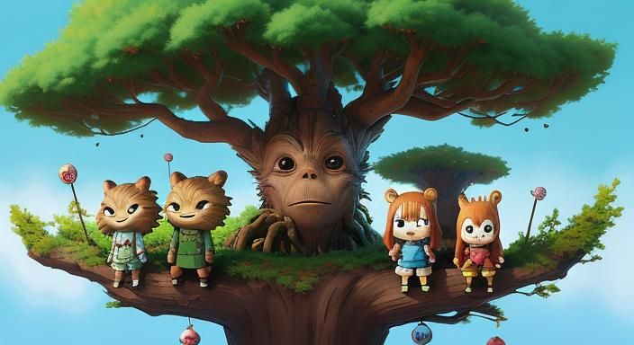 Cute Ghibli Groot Toys in Anime Style