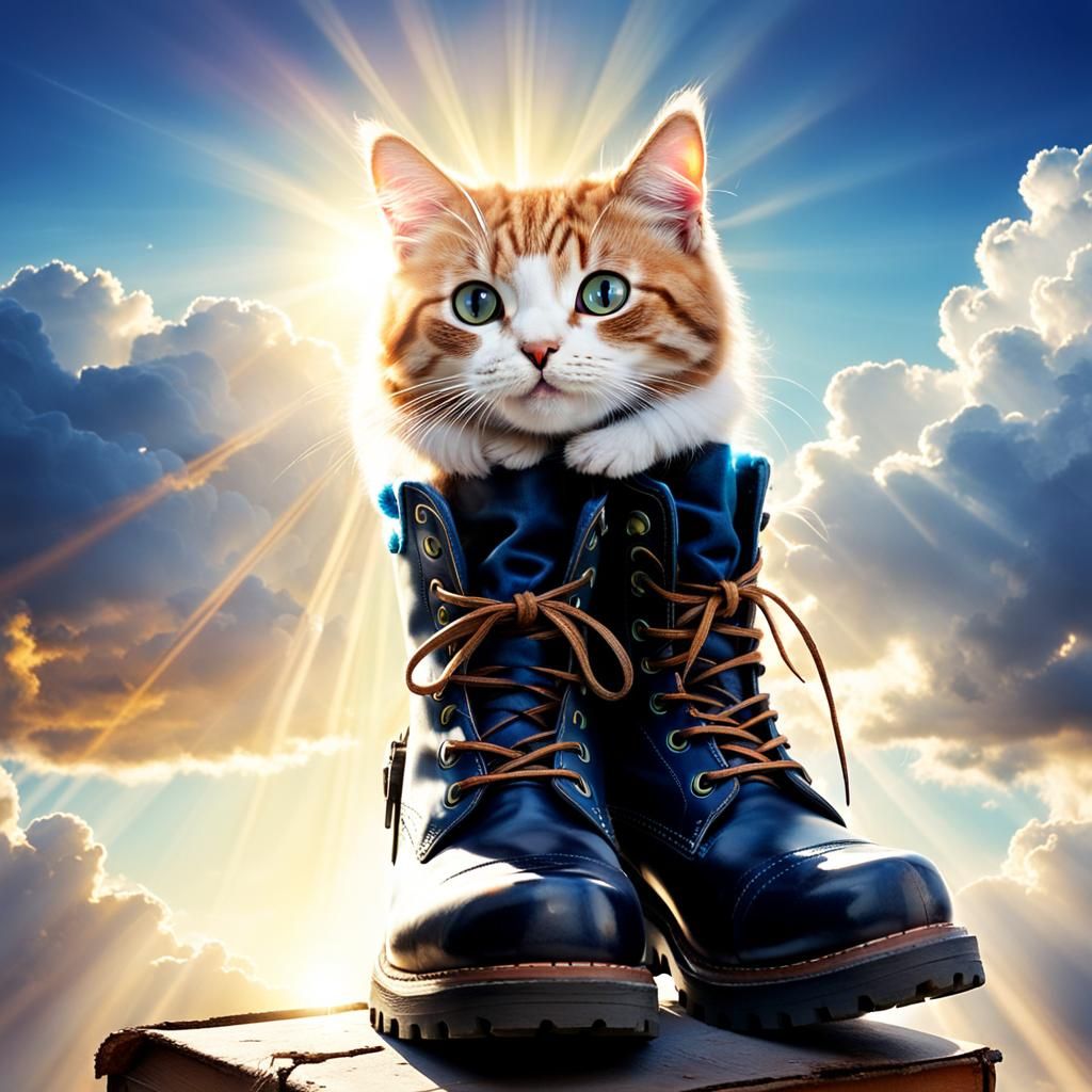 Cat in Boot Bathed in Divine Light