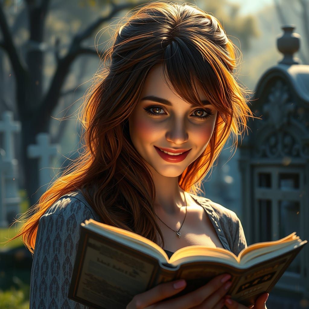 Seductive Reading Portrait in Triadic Colors