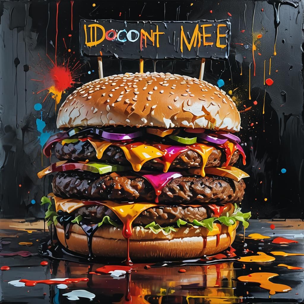 Sad Burger in Diner, Abstract Expressionism