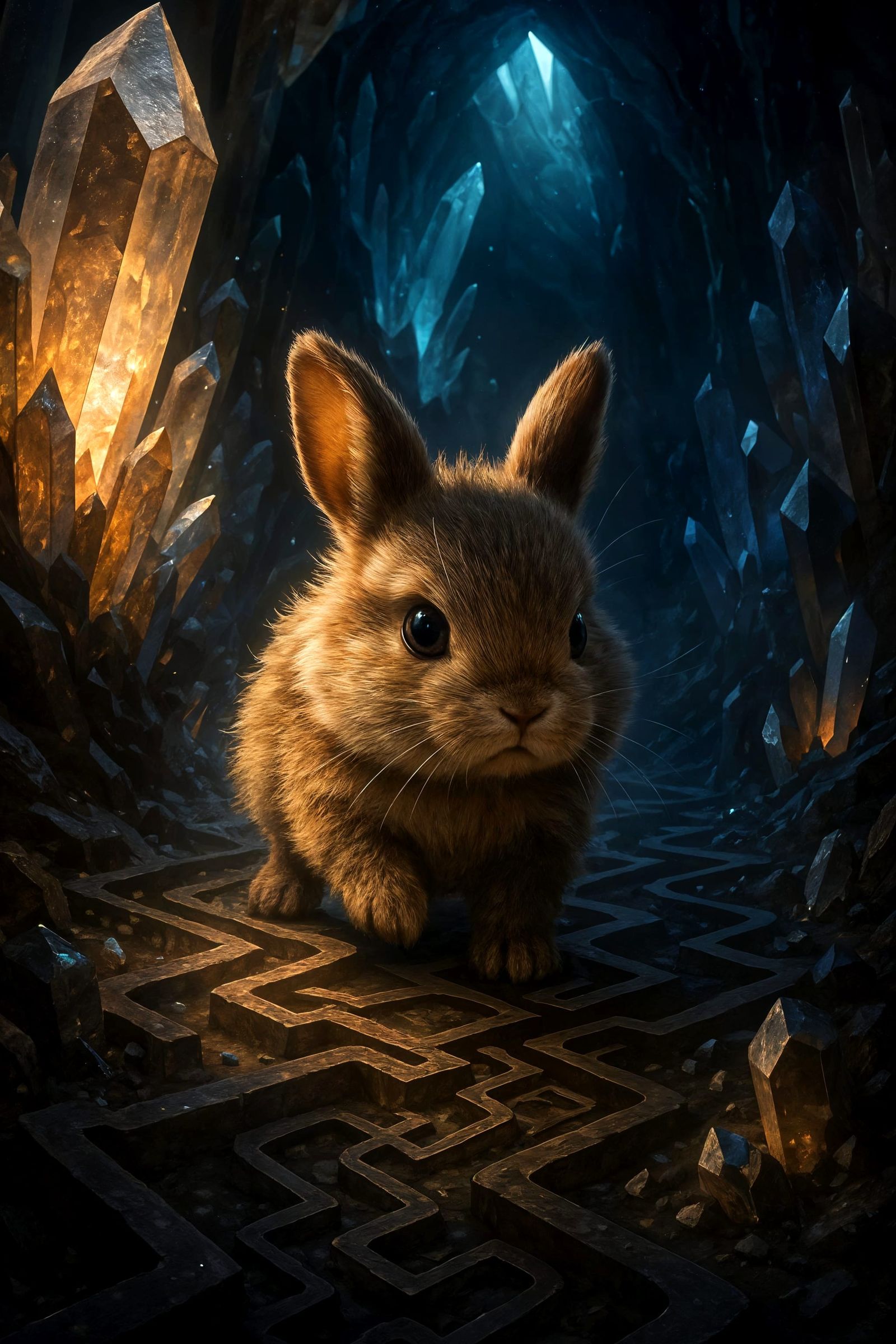 Fluffy Bunny's Crystal Cave Adventure: Digital Rendering