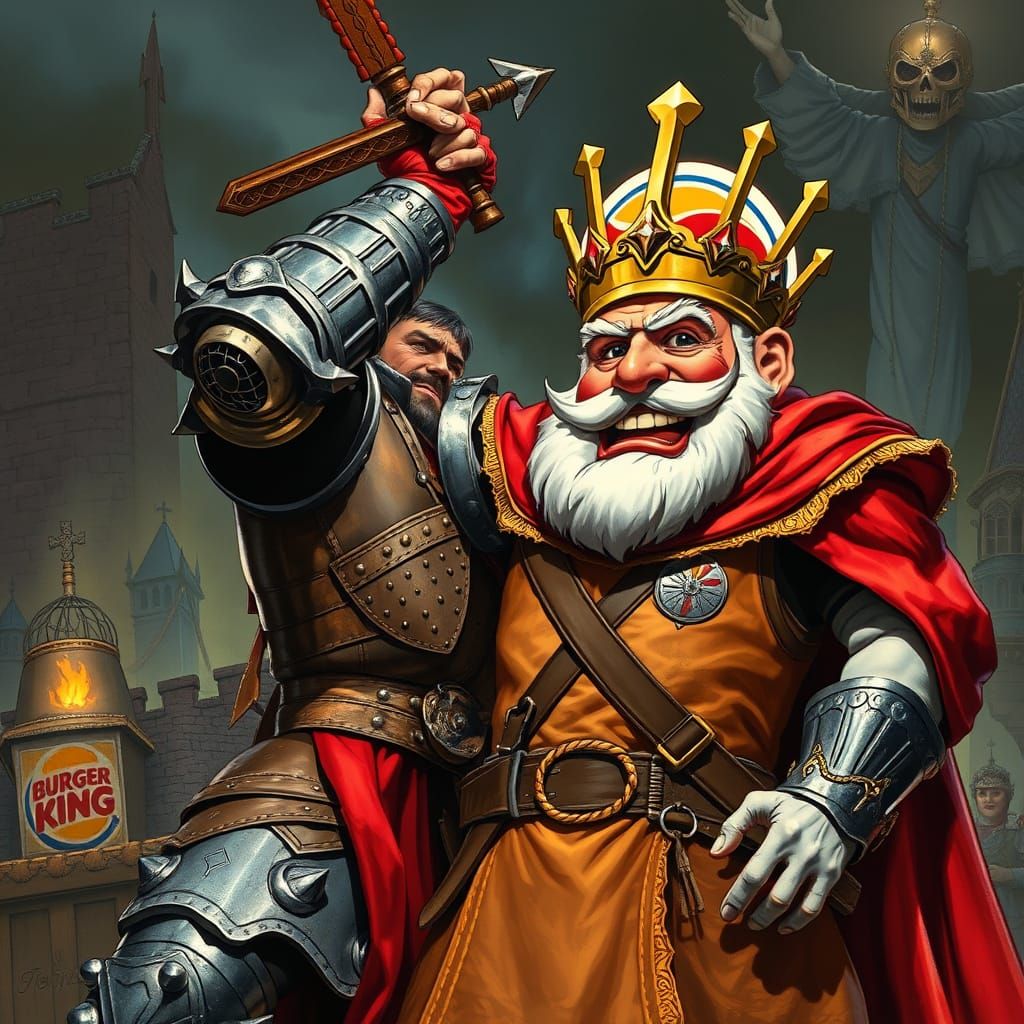 Knight Impales King in Frank Frazetta Style