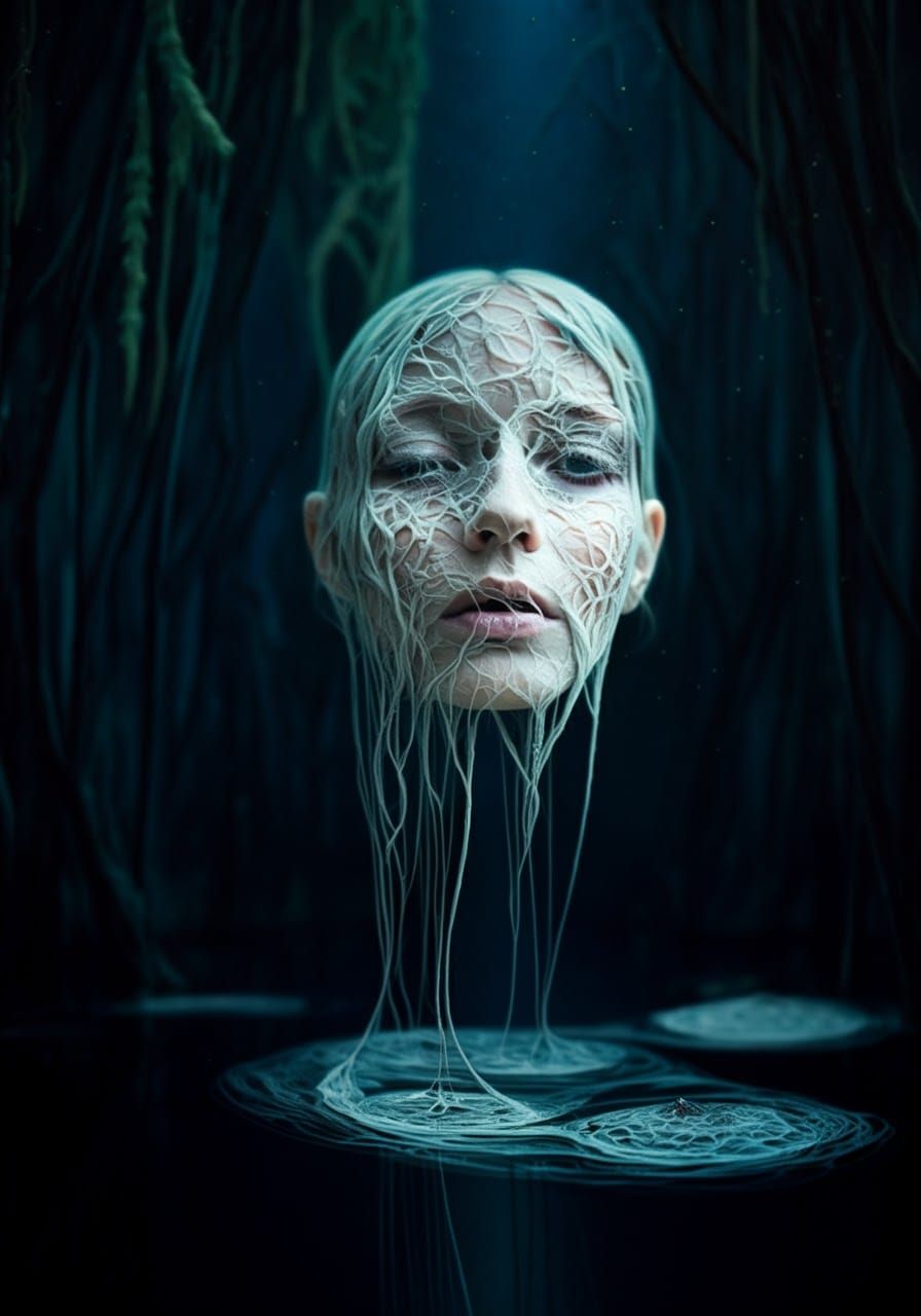 Surreal Glass Landscape with Whiteneon Accents