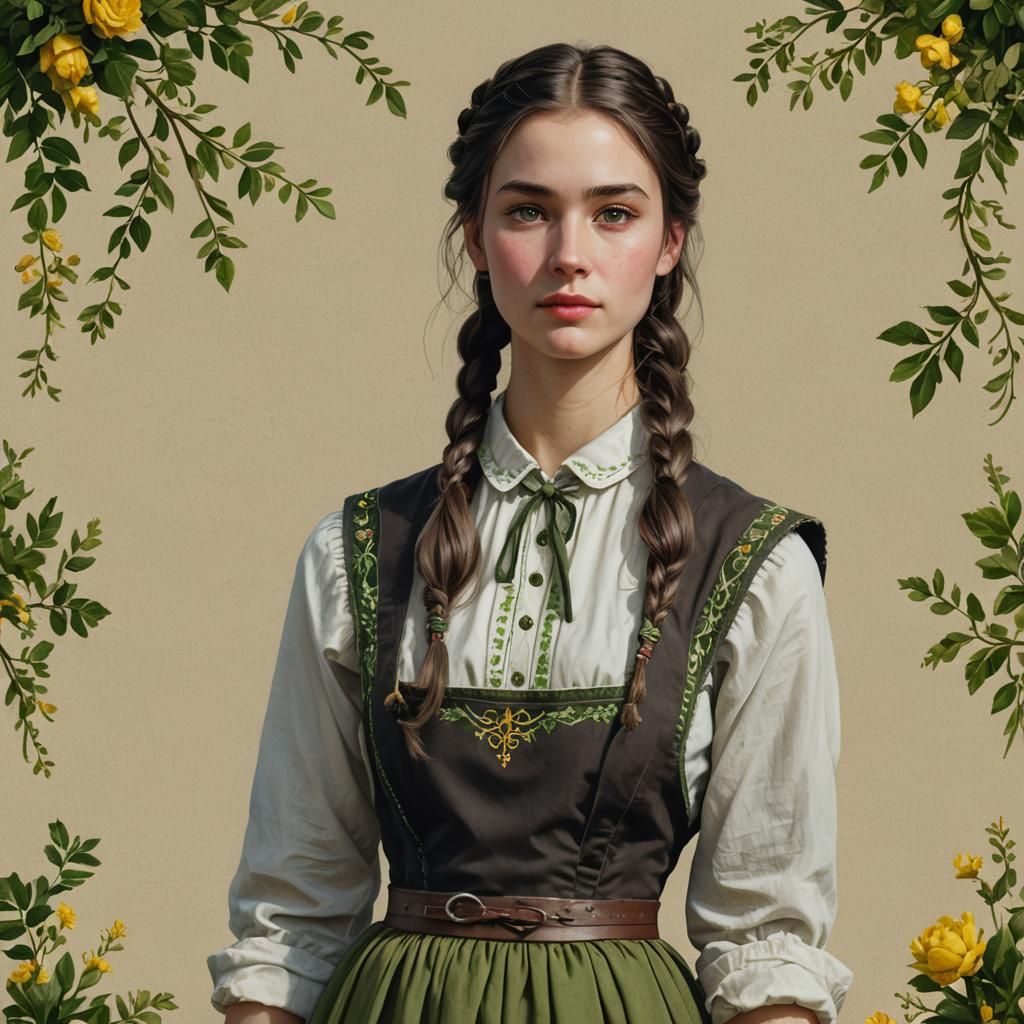 Hyperrealistic Portrait of 19th Century Country Girl